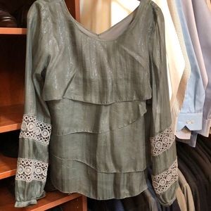 Glittery silver grey silk top